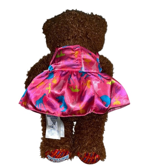 Build-A-Bear Workshop bab Brown Teddy Bear “Happy Birthday” Plush Pink Dress - Picture 3 of 3